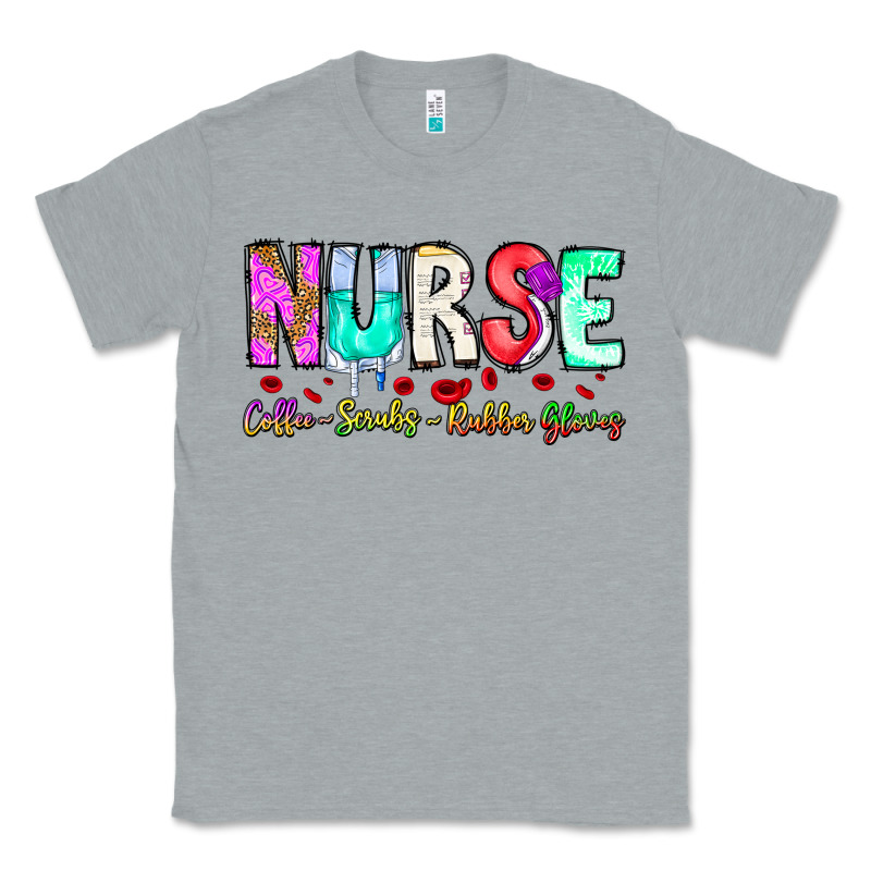 Nurse Coffee Scrubs Rubber Gloves Classic Tee by CowhideDigitalArt | Teevron