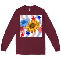 Burgundy patriotic sunflowers Long Sleeve Tee - BundleAndBundleShop