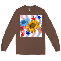 Chestnut patriotic sunflowers Long Sleeve Tee - BundleAndBundleShop