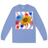 Colony Blue patriotic sunflowers Long Sleeve Tee - BundleAndBundleShop