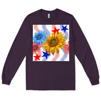 Plum patriotic sunflowers Long Sleeve Tee - BundleAndBundleShop