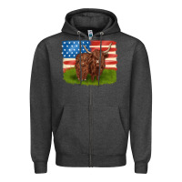 Charcoal Heather American cows Zipper Hoodie - MaliasSmallBusiness