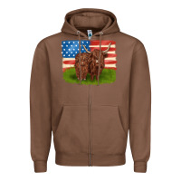 Chestnut American cows Zipper Hoodie - MaliasSmallBusiness