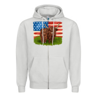 Dove Grey American cows Zipper Hoodie - MaliasSmallBusiness