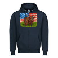 Navy American cows Zipper Hoodie - MaliasSmallBusiness
