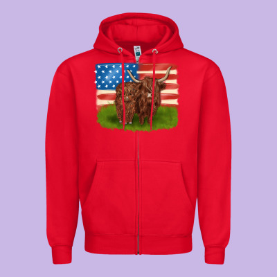 American Cows Zipper Hoodie Designed By Maliassmallbusiness