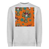 Heather Grey western cross and bull skull seamless pattern Heavyweight Sweatshirt - HRA Design Shop