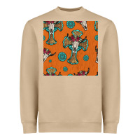 Mushroom western cross and bull skull seamless pattern Heavyweight Sweatshirt - HRA Design Shop