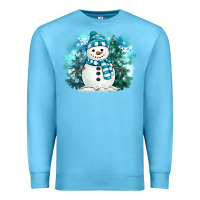 Ocean Blue winter snowman Premium Sweatshirt - MaliasSmallBusiness