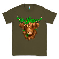 Army Green St. Patrick’s Day Long Hair Shaggy Cow Classic Tee - Jasminsmagicworld