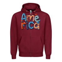 Burgundy america Zipper Hoodie - MaliasSmallBusiness