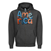 Charcoal Heather america Zipper Hoodie - MaliasSmallBusiness