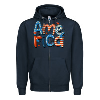 Navy america Zipper Hoodie - MaliasSmallBusiness