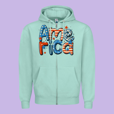 America Zipper Hoodie Designed By Maliassmallbusiness