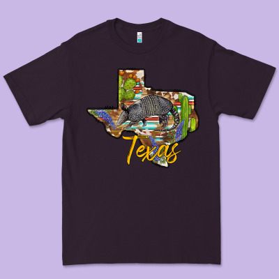Texas Map Armadillo Premium Tee Designed By Barkaloodesign