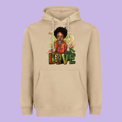 Black Afro Boy Love Heavyweight Hoodie Designed By Nancycooperartshop