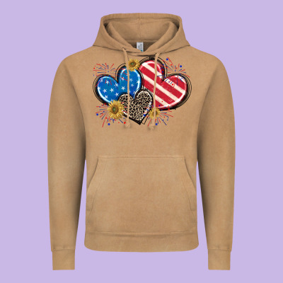 American Flag Heart Vintage Hoodie Designed By Cowgirlartshop