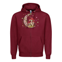 Burgundy moon and mushrooms Zipper Hoodie - MaliasSmallBusiness