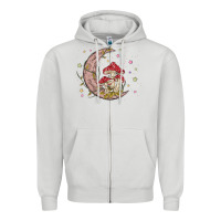 Dove Grey moon and mushrooms Zipper Hoodie - MaliasSmallBusiness