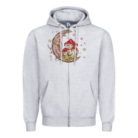 Heather Grey moon and mushrooms Zipper Hoodie - MaliasSmallBusiness