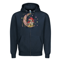 Navy moon and mushrooms Zipper Hoodie - MaliasSmallBusiness
