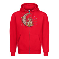 Red moon and mushrooms Zipper Hoodie - MaliasSmallBusiness