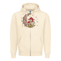 Sandshell moon and mushrooms Zipper Hoodie - MaliasSmallBusiness