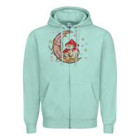 Seafoam moon and mushrooms Zipper Hoodie - MaliasSmallBusiness