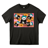 Asphalt Baby panda flowers Heavy Core Tee - Artiststas