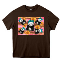 Chocolate Brown Baby panda flowers Heavy Core Tee - Artiststas