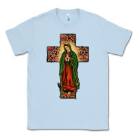 Dusty Blue our lady of Guadalupe cross Classic Tee - JahusDesignShop