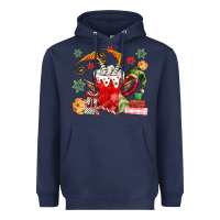 Navy cup of chocolate and cookies Heavyweight Hoodie - MaliasSmallBusiness