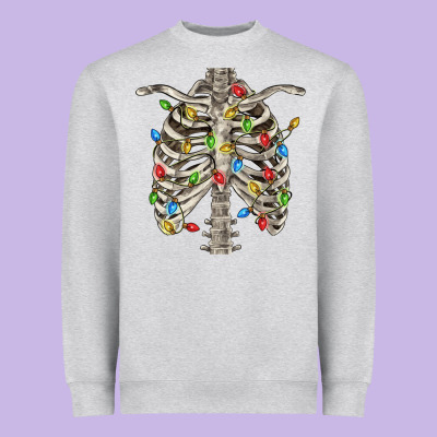 Christmas Rib Cage Heavyweight Sweatshirt Designed By Fadigitalartstudio