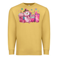 Antique Gold pink christmas snowman coffee cups Premium Sweatshirt - MaliasSmallBusiness