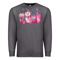 Charcoal Heather pink christmas snowman coffee cups Premium Sweatshirt - MaliasSmallBusiness