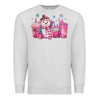 Dove Grey pink christmas snowman coffee cups Premium Sweatshirt - MaliasSmallBusiness