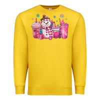 Lemon pink christmas snowman coffee cups Premium Sweatshirt - MaliasSmallBusiness