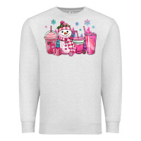 Oatmeal Heather pink christmas snowman coffee cups Premium Sweatshirt - MaliasSmallBusiness