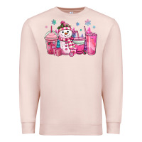 Pale Pink pink christmas snowman coffee cups Premium Sweatshirt - MaliasSmallBusiness