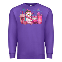 Purple pink christmas snowman coffee cups Premium Sweatshirt - MaliasSmallBusiness