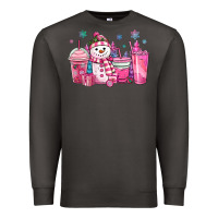 Smoke pink christmas snowman coffee cups Premium Sweatshirt - MaliasSmallBusiness