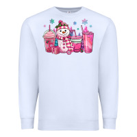 White pink christmas snowman coffee cups Premium Sweatshirt - MaliasSmallBusiness