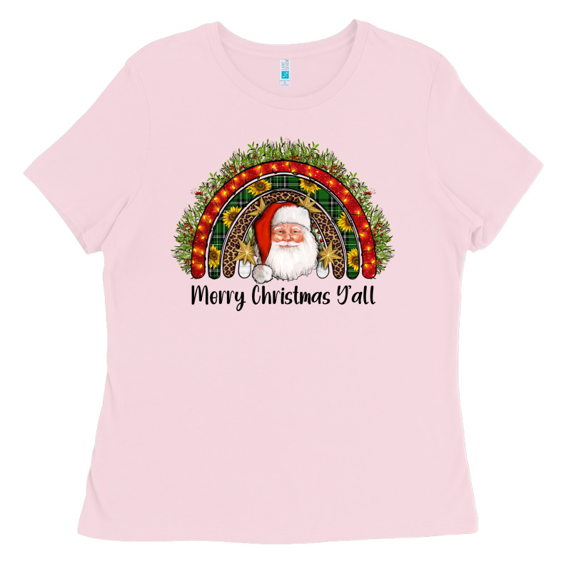 Merry Christmas Y'all Santa Rainbow Ladies Tee by AdoDesignShop | Teevron