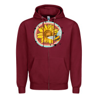 Burgundy bee and sunflower Zipper Hoodie - MaliasSmallBusiness