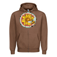 Chestnut bee and sunflower Zipper Hoodie - MaliasSmallBusiness