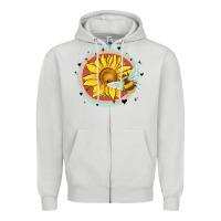 Dove Grey bee and sunflower Zipper Hoodie - MaliasSmallBusiness