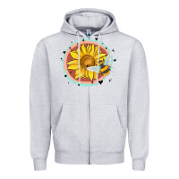 Heather Grey bee and sunflower Zipper Hoodie - MaliasSmallBusiness