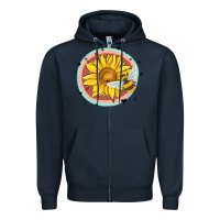 Navy bee and sunflower Zipper Hoodie - MaliasSmallBusiness