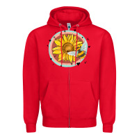 Red bee and sunflower Zipper Hoodie - MaliasSmallBusiness