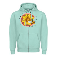 Seafoam bee and sunflower Zipper Hoodie - MaliasSmallBusiness
